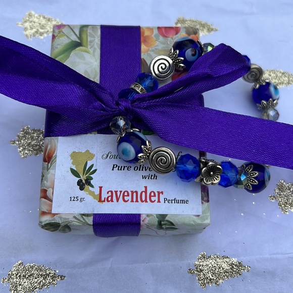 New, unique Souvenir from Greece with stretch bracelet with evil eye and spacers - Picture 3 of 6